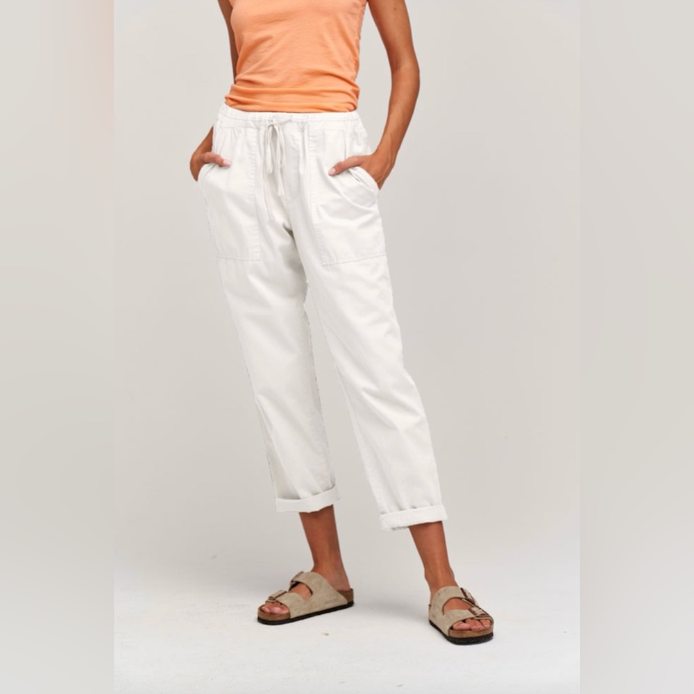 J. Jill Elastic Waist Cropped Twill Pants Beige Size XS